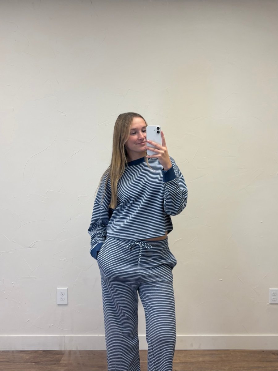 Coastal Striped Crop Top & Pant Set - Three:Twelve Boutique - Mono B