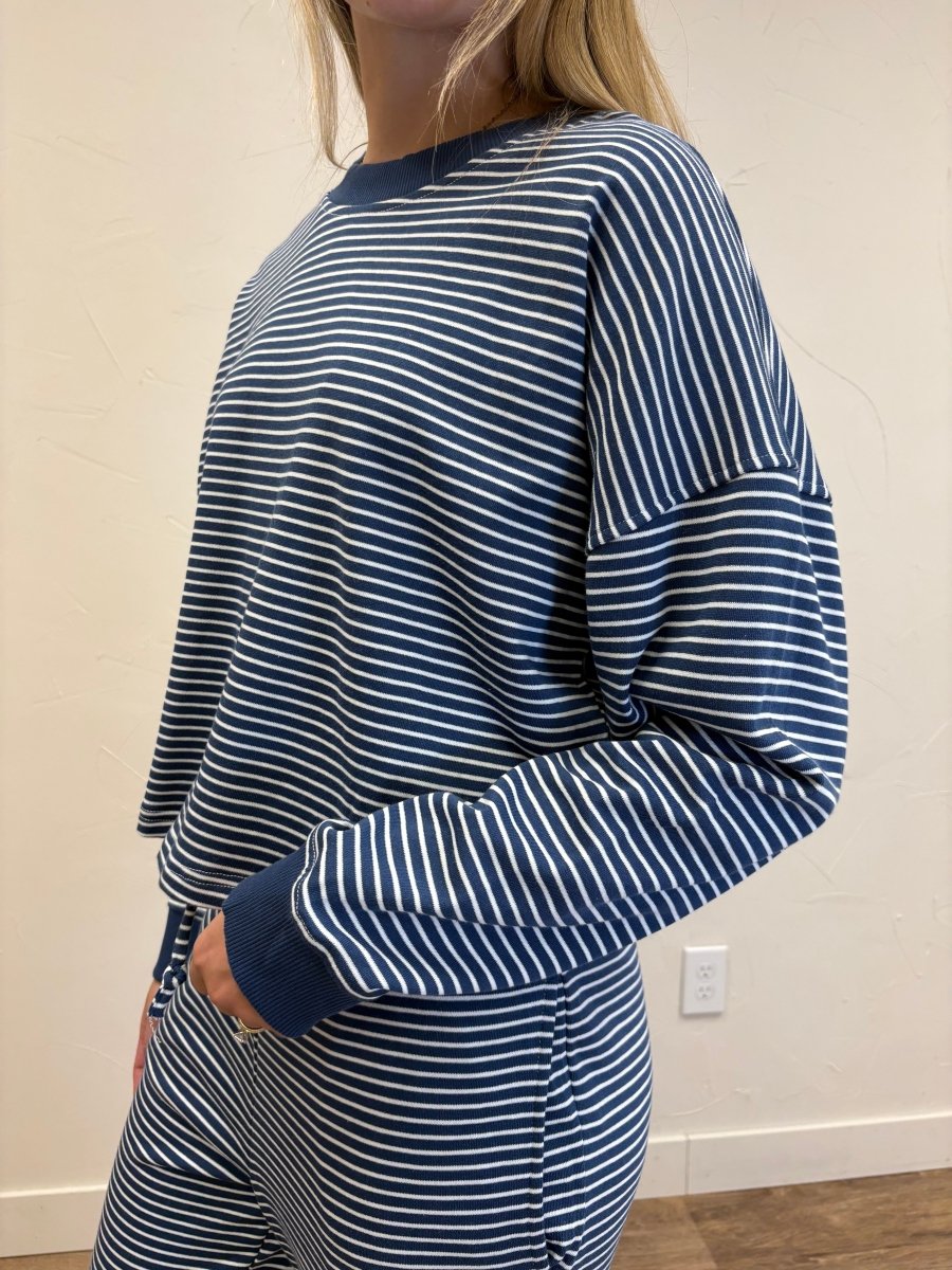 Coastal Striped Crop Top & Pant Set - Three:Twelve Boutique - Mono B