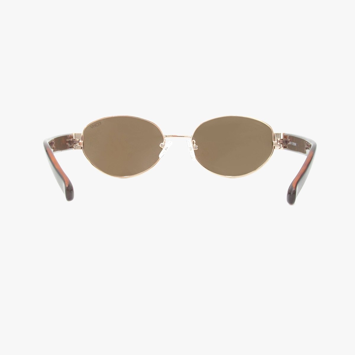 COCO AMBER Polarized Oval Metal Sunglasses – Gold Frame with Tortoise Arms - Three:Twelve Boutique - Kohv Eyewear