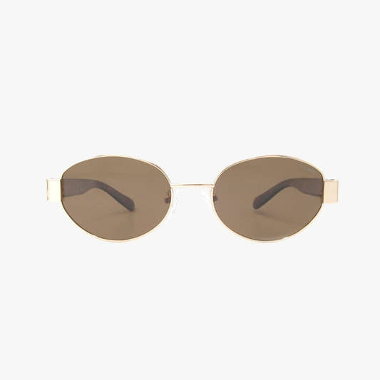 COCO AMBER Polarized Oval Metal Sunglasses – Gold Frame with Tortoise Arms - Three:Twelve Boutique - Kohv Eyewear