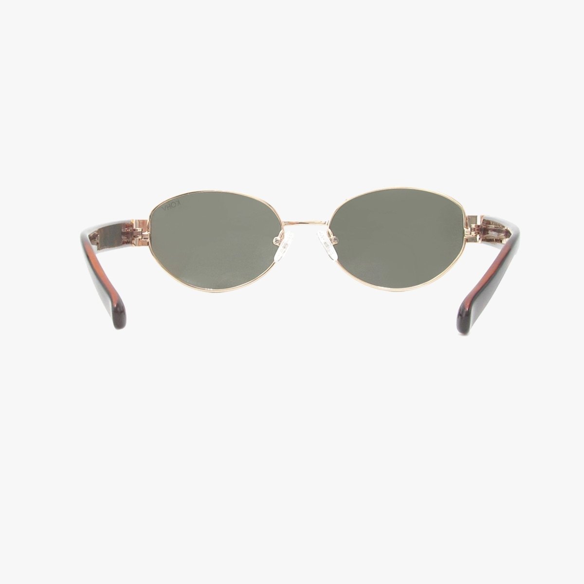 Coco Classic Polarized Oval Metal Sunglasses – Gold Frame with Tortoise Arms - Three:Twelve Boutique - Kohv Eyewear
