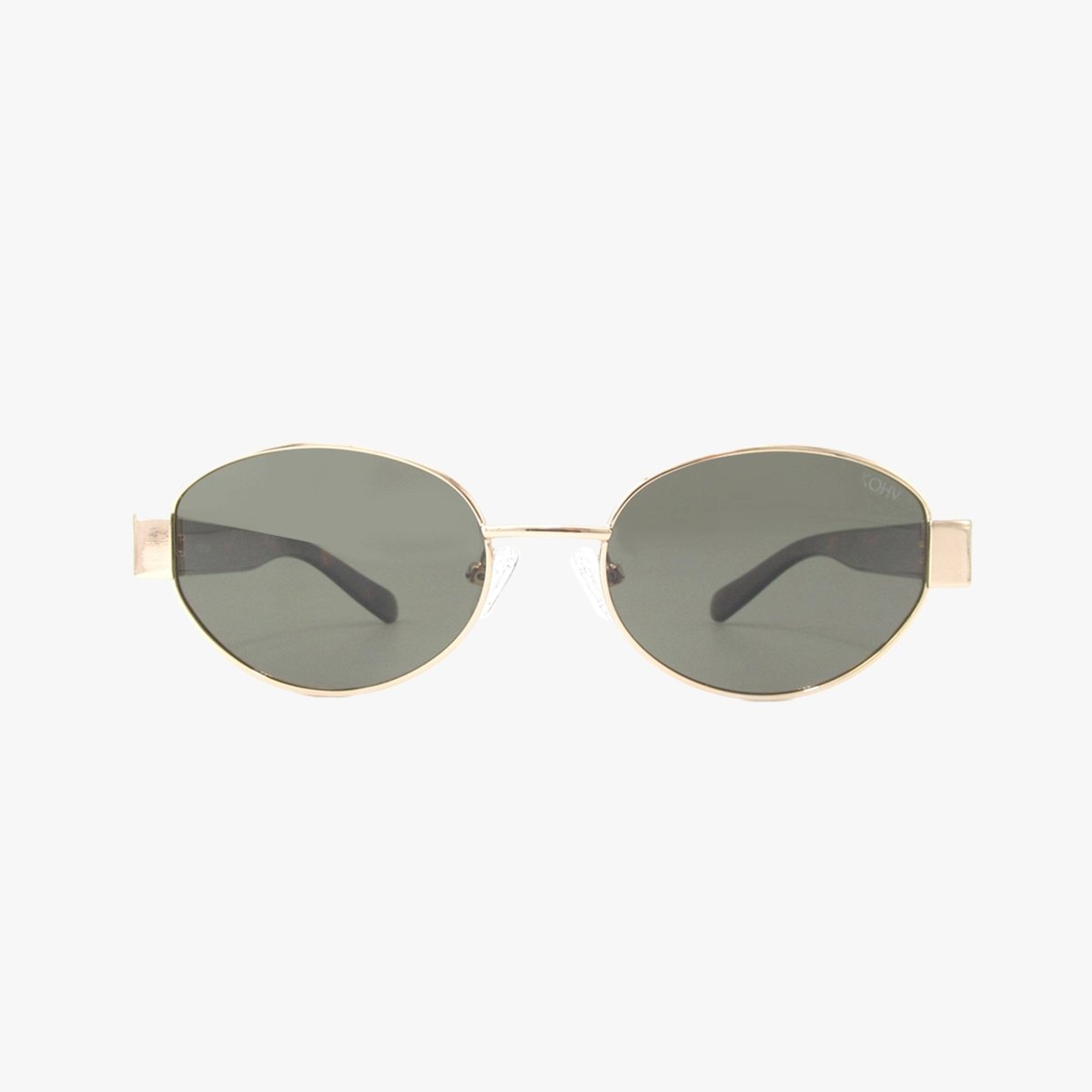 Coco Classic Polarized Oval Metal Sunglasses – Gold Frame with Tortoise Arms - Three:Twelve Boutique - Kohv Eyewear