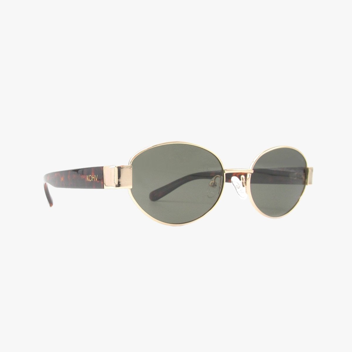 Coco Classic Polarized Oval Metal Sunglasses – Gold Frame with Tortoise Arms - Three:Twelve Boutique - Kohv Eyewear