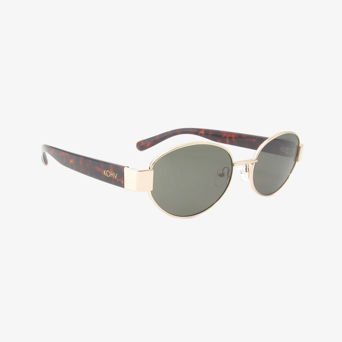 Coco Classic Polarized Oval Metal Sunglasses – Gold Frame with Tortoise Arms - Three:Twelve Boutique - Kohv Eyewear