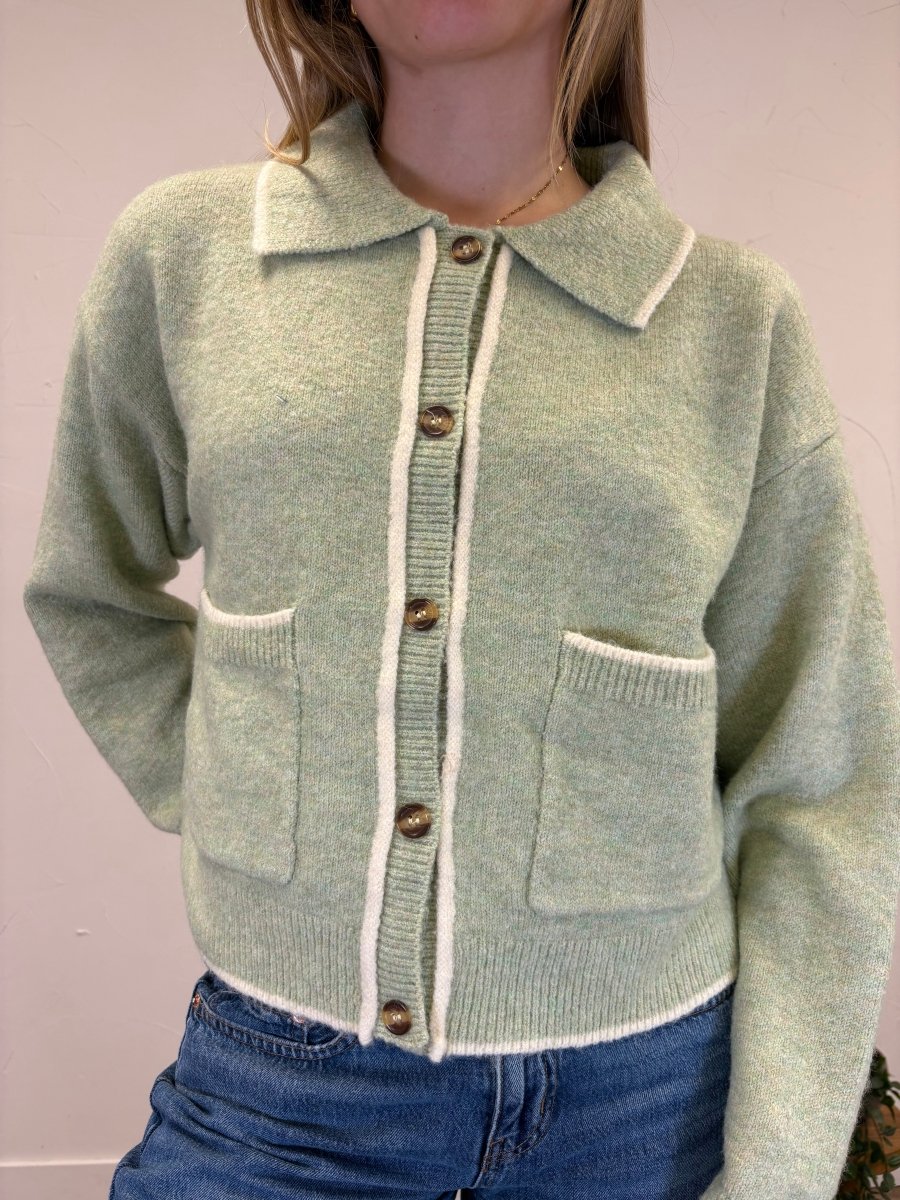 Contrast Trim Sweater Cardigan - Three:Twelve Boutique - Wishlist