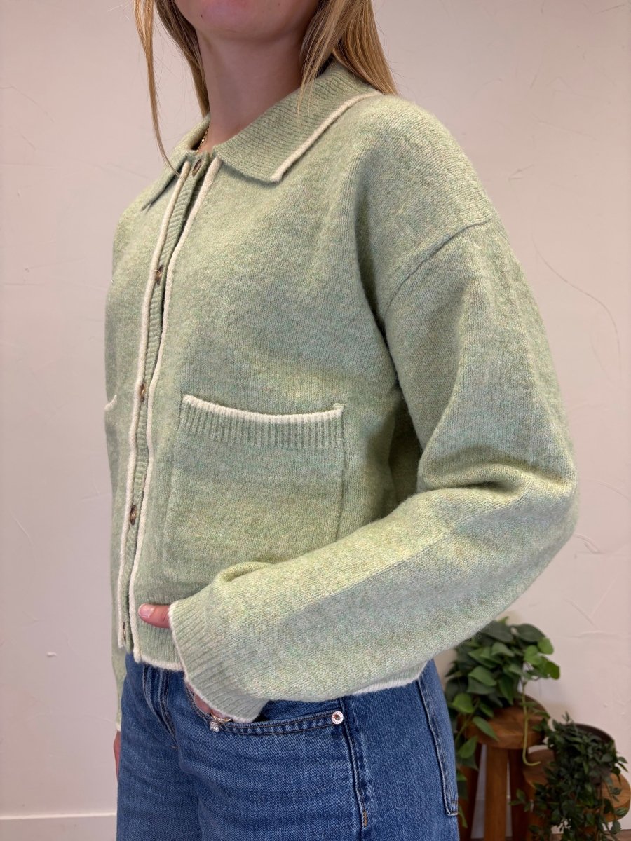 Contrast Trim Sweater Cardigan - Three:Twelve Boutique - Wishlist