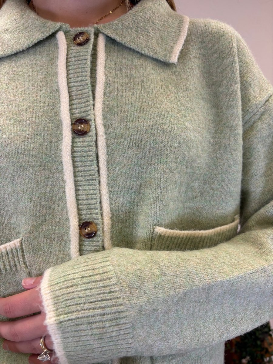 Contrast Trim Sweater Cardigan - Three:Twelve Boutique - Wishlist