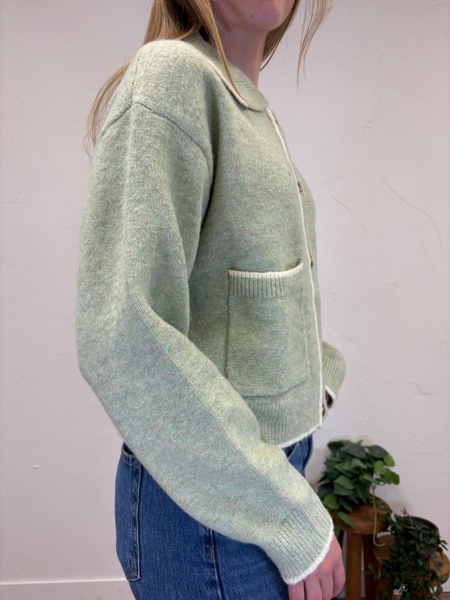 Contrast Trim Sweater Cardigan - Three:Twelve Boutique - Wishlist