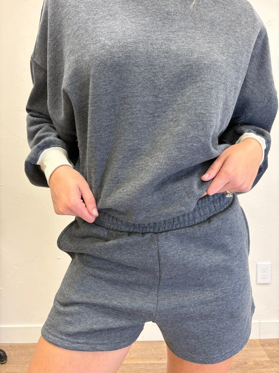 Cotton Fleece Contrast Crewneck Set - Three:Twelve Boutique - Mono B