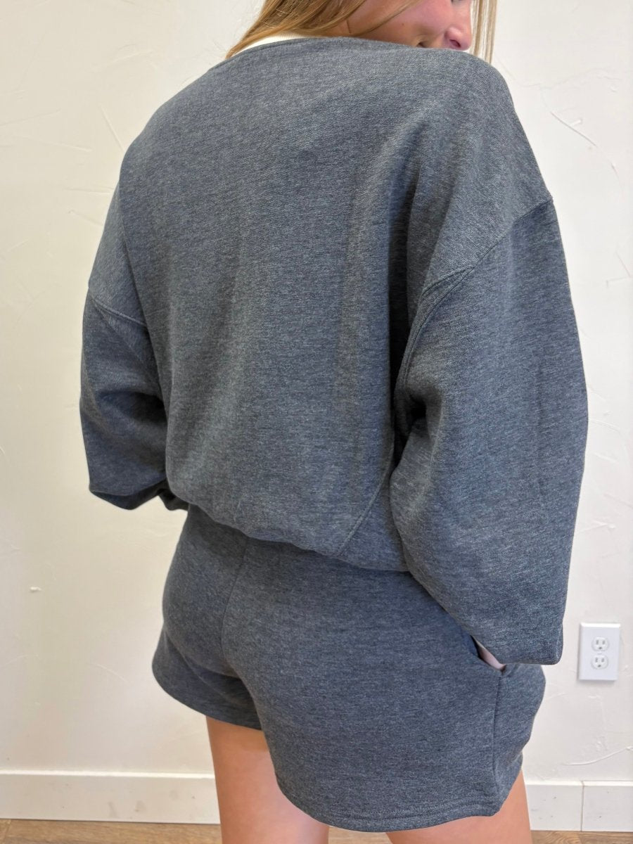 Cotton Fleece Contrast Crewneck Set - Three:Twelve Boutique - Mono B