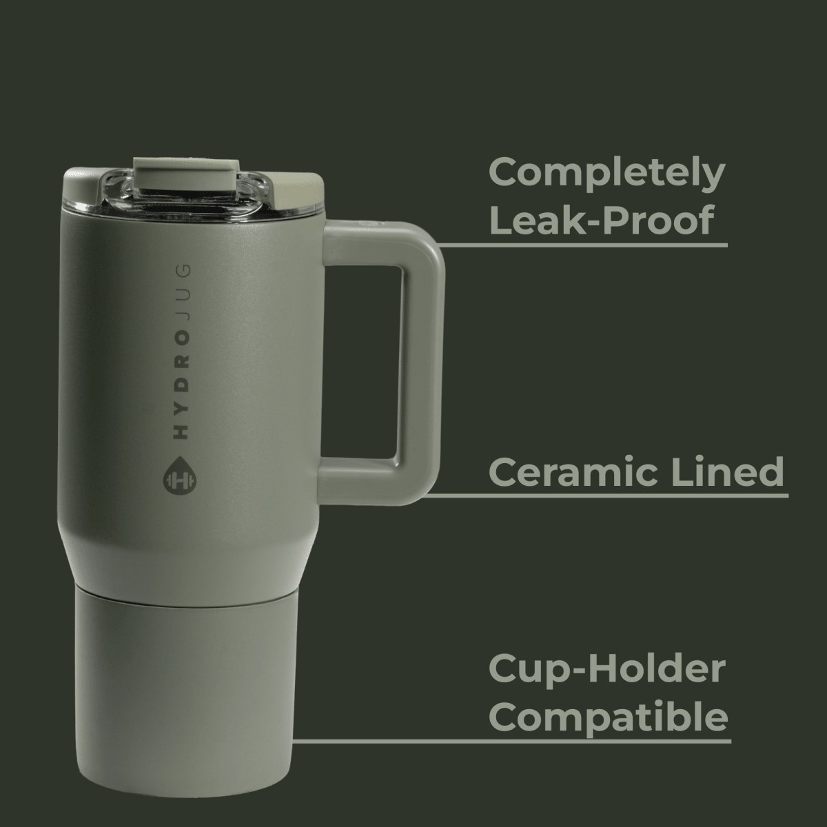 Front view of Courtyard HydroJug 20 oz Traveler Coffee Mug showing overall design — Three:Twelve Boutique