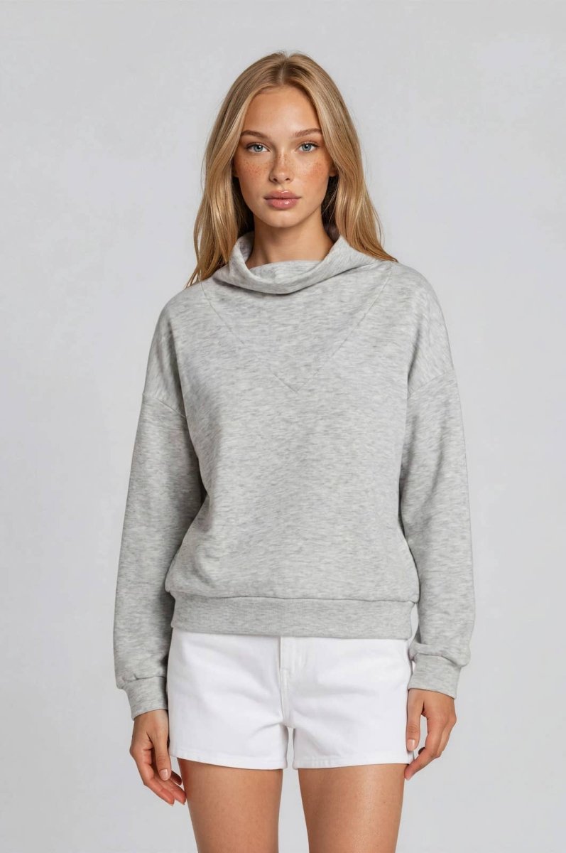 COWL NECK DROP SHOULDER LONG SLEEVE TOP - Three:Twelve Boutique - GILLI