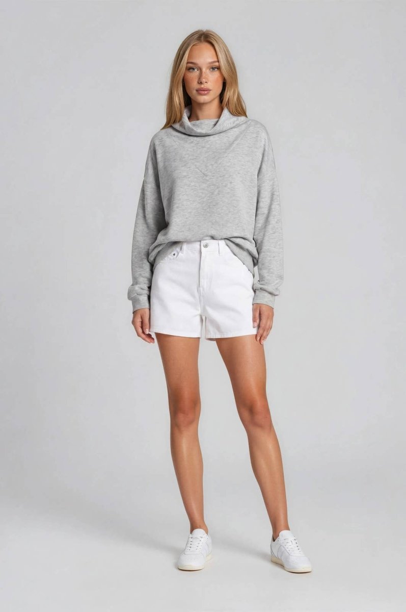 COWL NECK DROP SHOULDER LONG SLEEVE TOP - Three:Twelve Boutique - GILLI