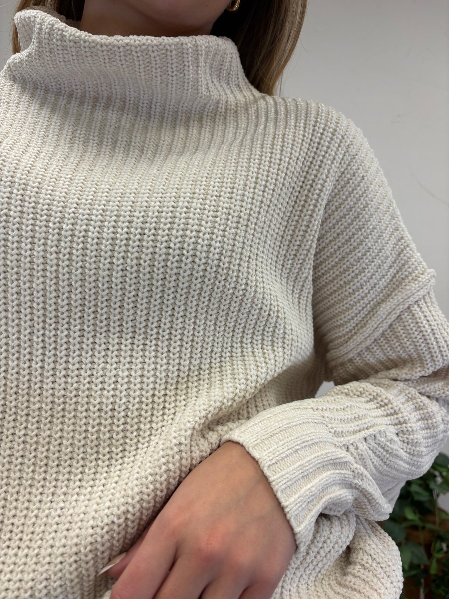 Cowl Neck Thick Knit Sweater - Three:Twelve Boutique - MIOU MUSE