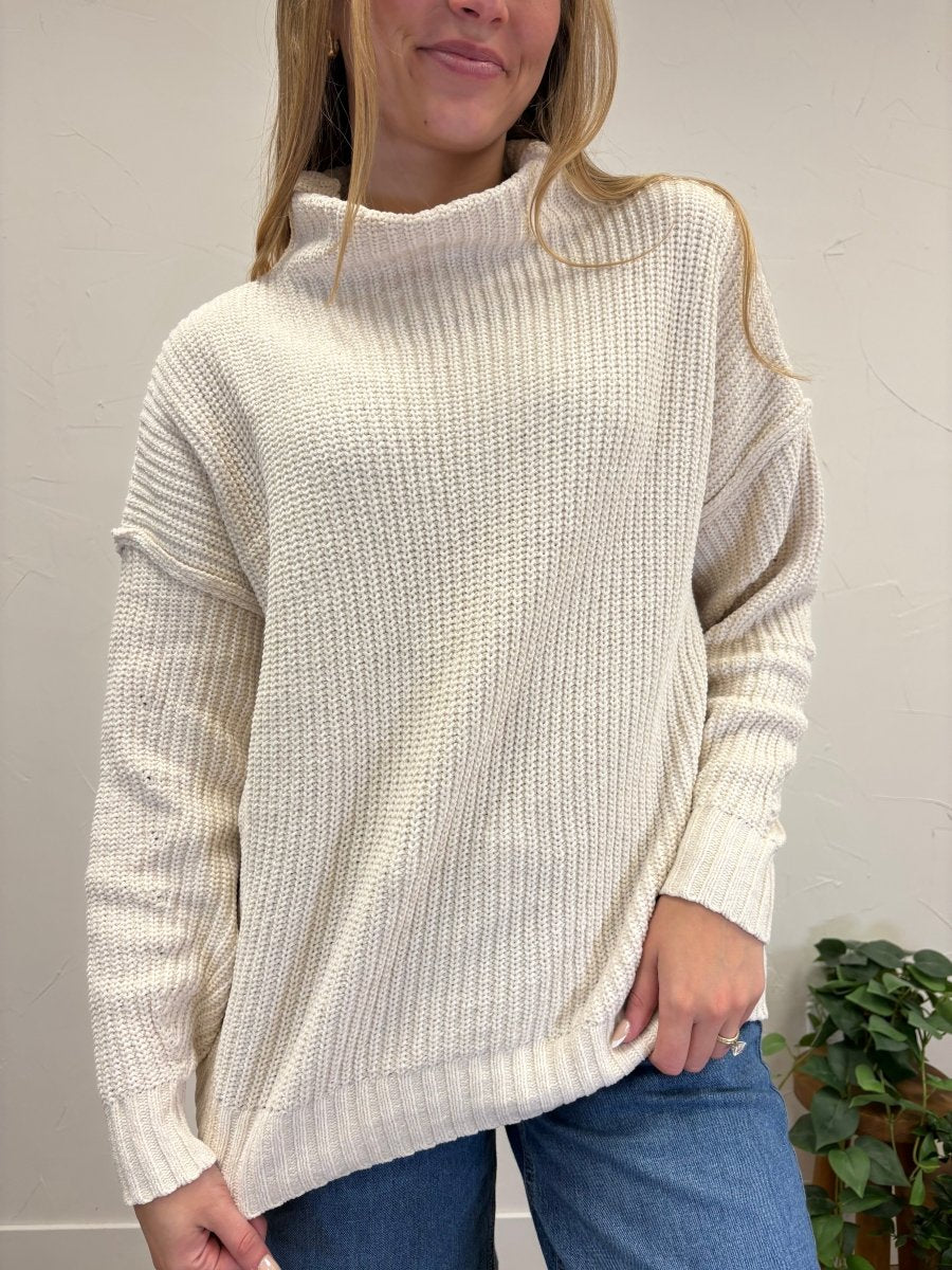 Cowl Neck Thick Knit Sweater - Three:Twelve Boutique - MIOU MUSE