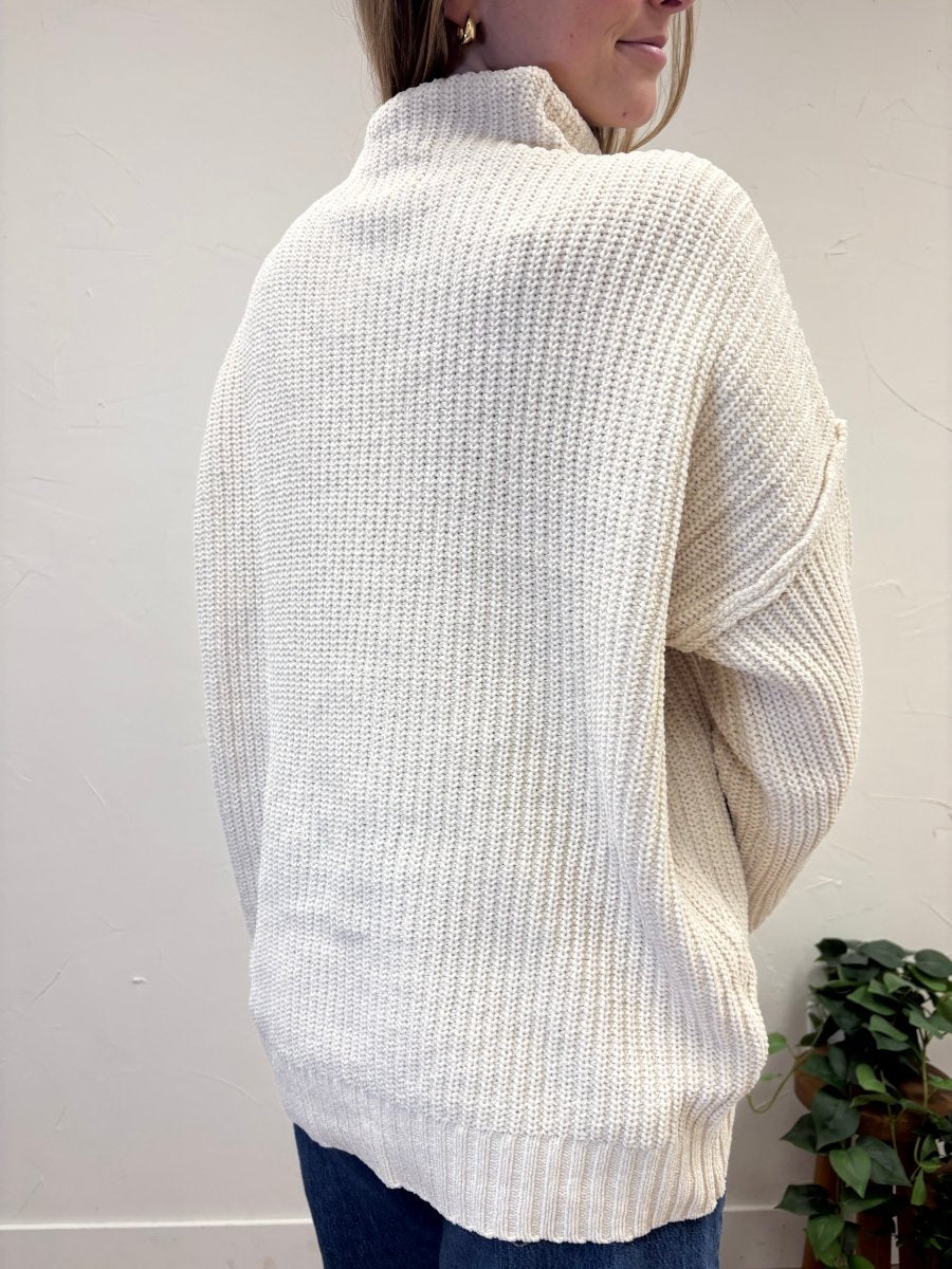 Cowl Neck Thick Knit Sweater - Three:Twelve Boutique - MIOU MUSE