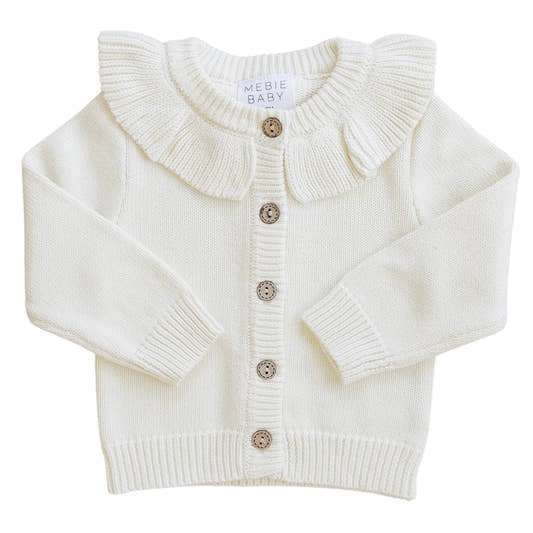 Cream Ruffle Knit Cardigan - Three:Twelve Boutique - Mebie Baby