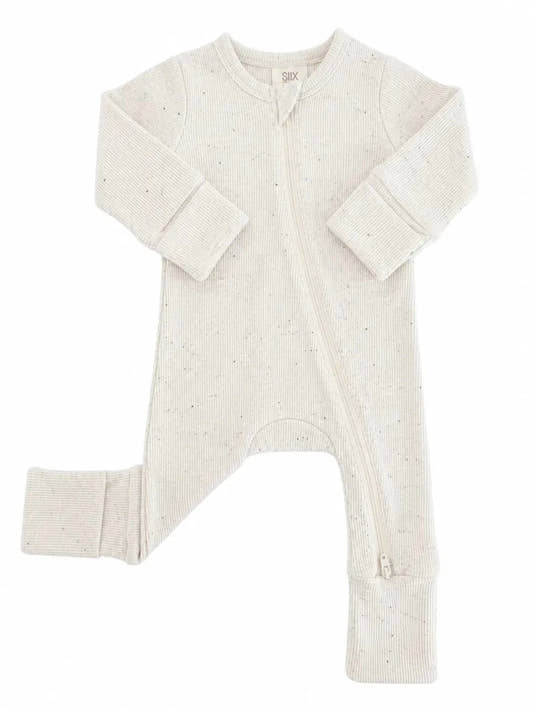 Cream Speckle / 2-Way Zip Romper - Three:Twelve Boutique - SIIX COLLECTION
