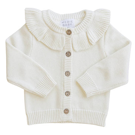 Cream Ruffle Knit Cardigan