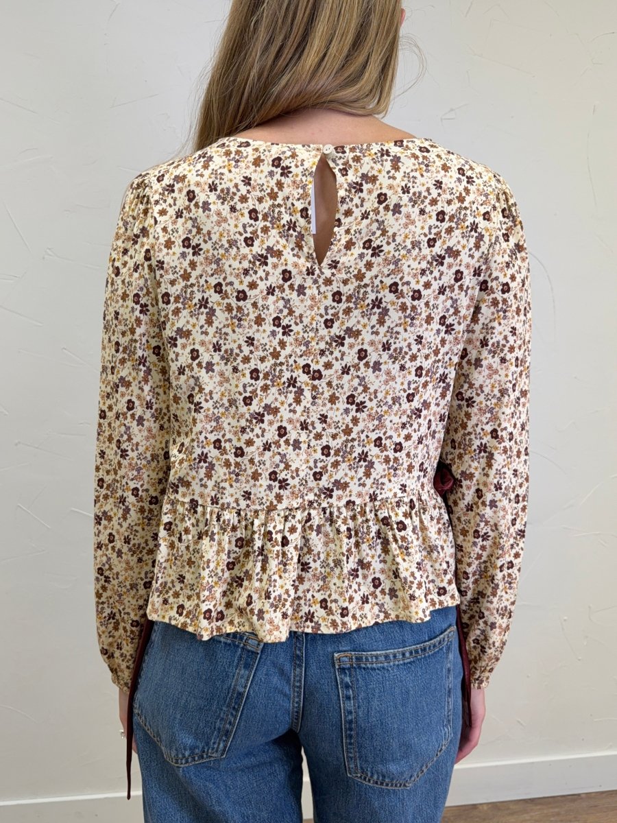 Crew Long Puff Sleeve Peplum Top - Three:Twelve Boutique - Hem & Thread