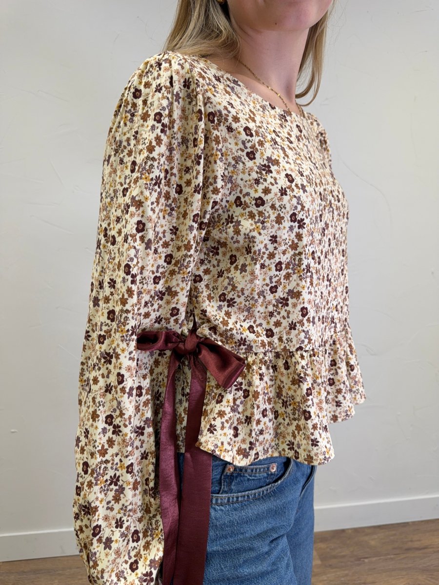 Crew Long Puff Sleeve Peplum Top - Three:Twelve Boutique - Hem & Thread
