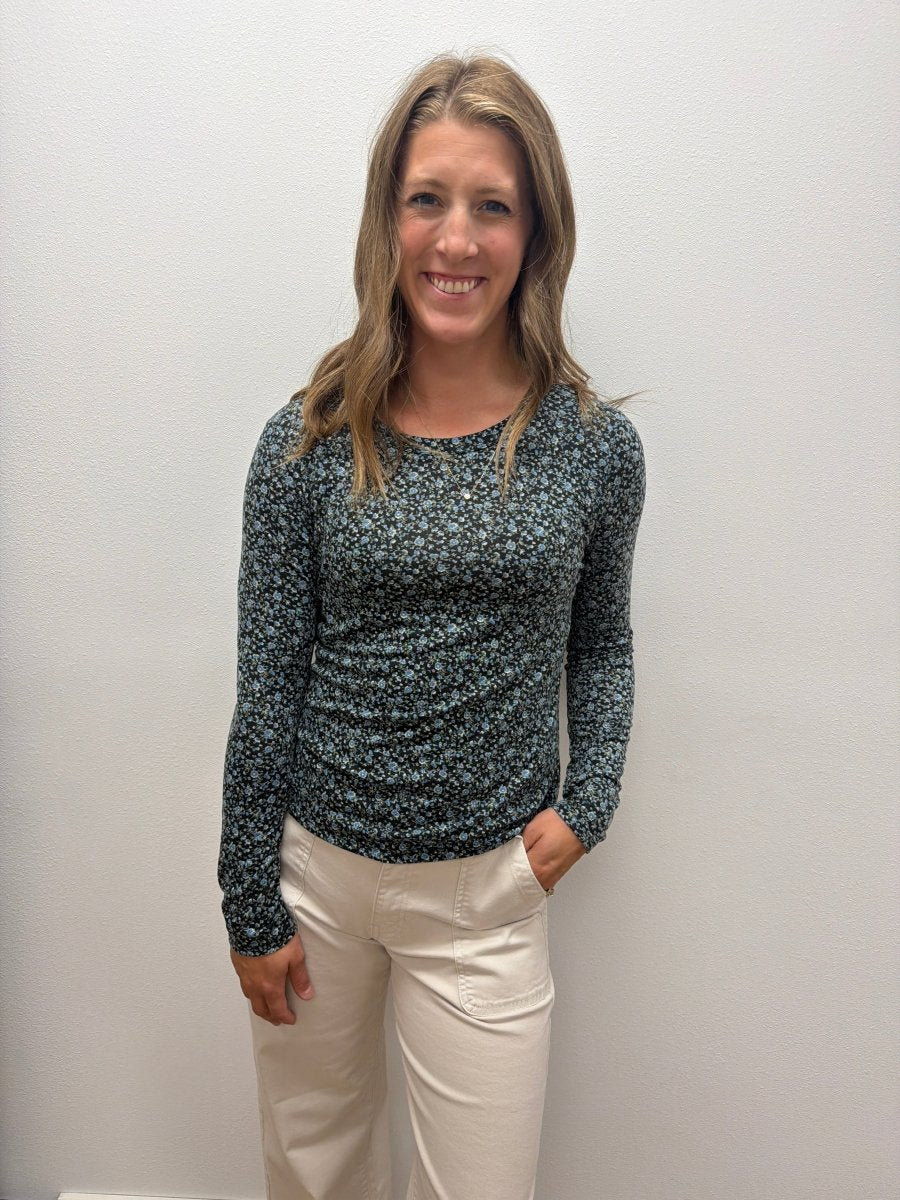 Crew Neck Floral Print Top - Three:Twelve Boutique - Staccato