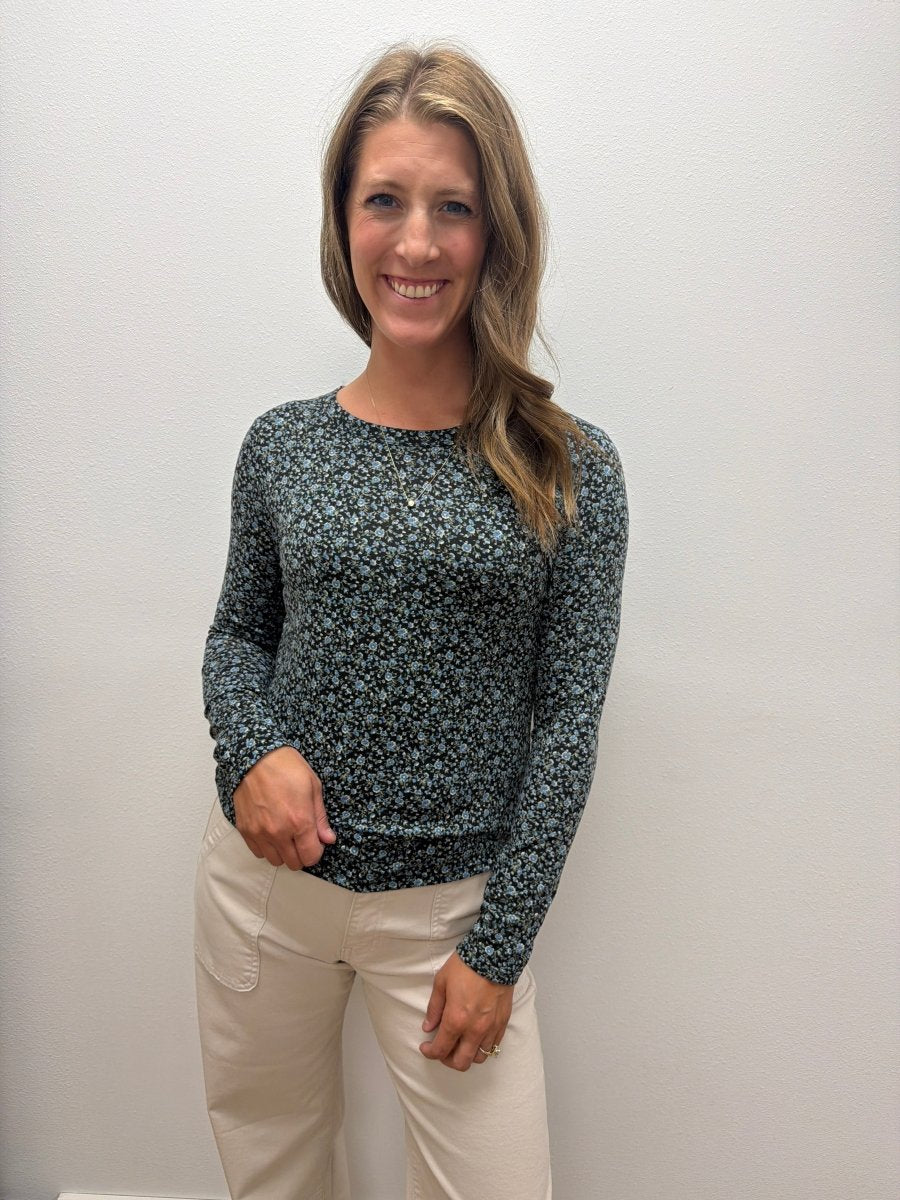 Crew Neck Floral Print Top - Three:Twelve Boutique - Staccato