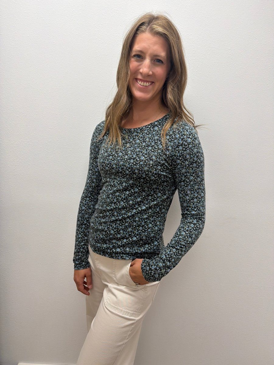 Crew Neck Floral Print Top - Three:Twelve Boutique - Staccato