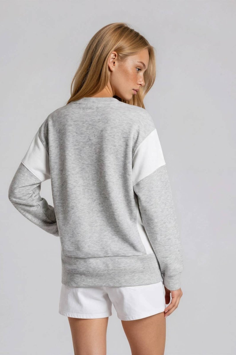 CREW NECK LONG SLEEVE COLOR BLOCK OVERSIZE TOP - Three:Twelve Boutique - GILLI