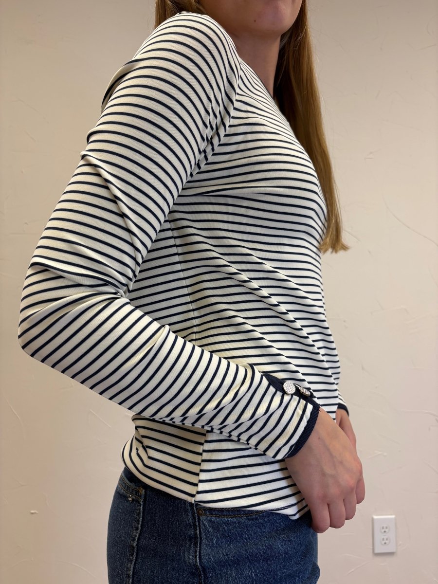 CREW NECK LONG SLEEVE STRIPED JERSEY TOP - Three:Twelve Boutique - Staccato