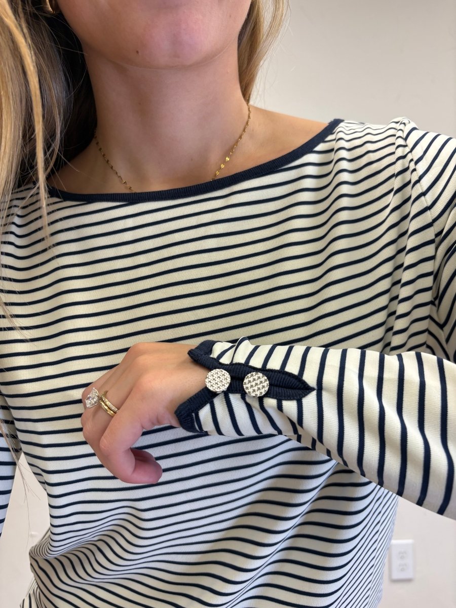 CREW NECK LONG SLEEVE STRIPED JERSEY TOP - Three:Twelve Boutique - Staccato