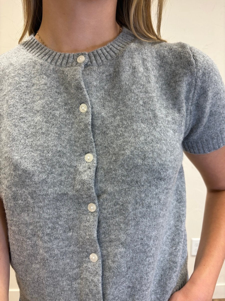 Crew Neck Short Sleeve Cardigan - Three:Twelve Boutique - Hyfve