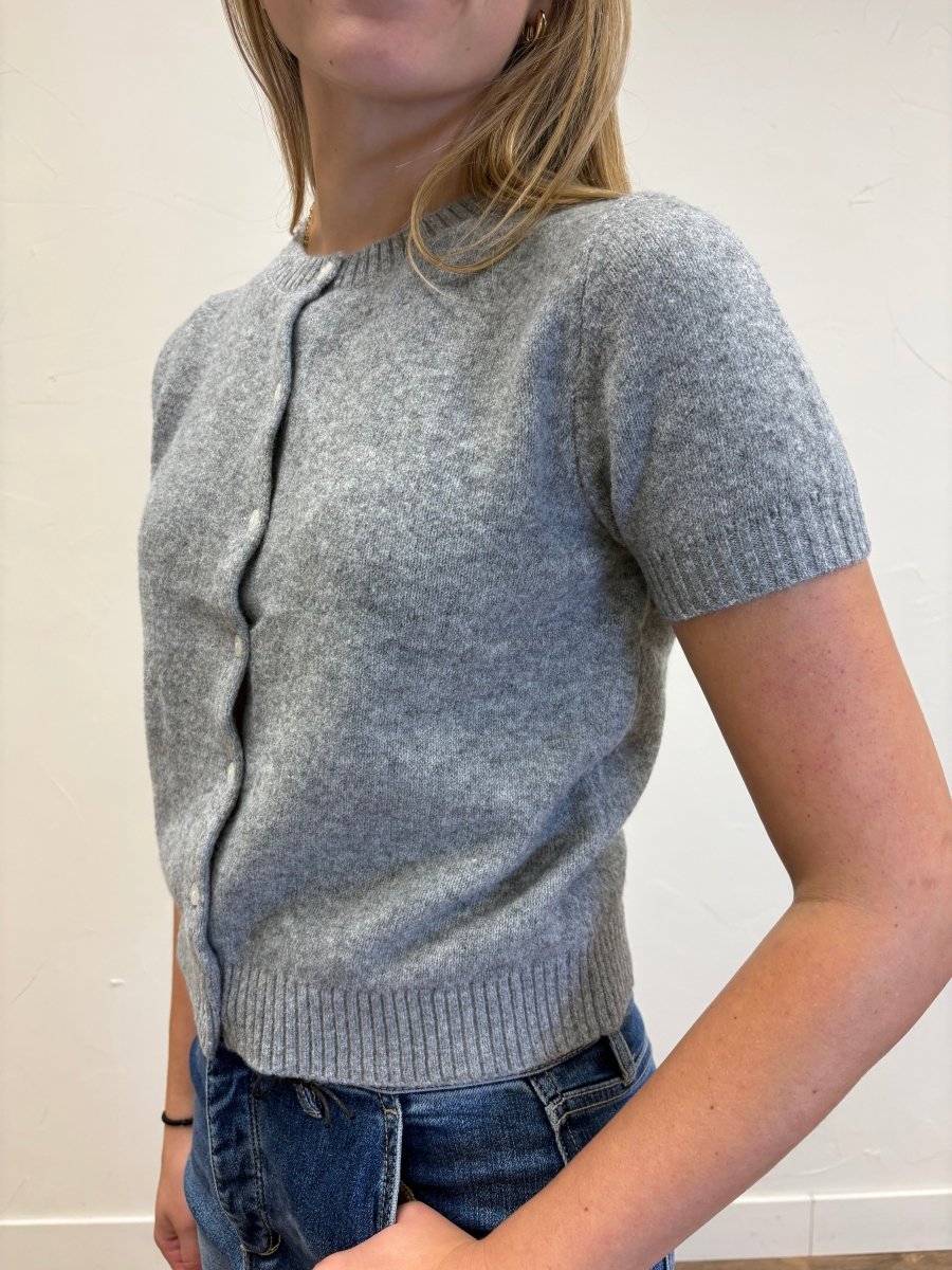Crew Neck Short Sleeve Cardigan - Three:Twelve Boutique - Hyfve