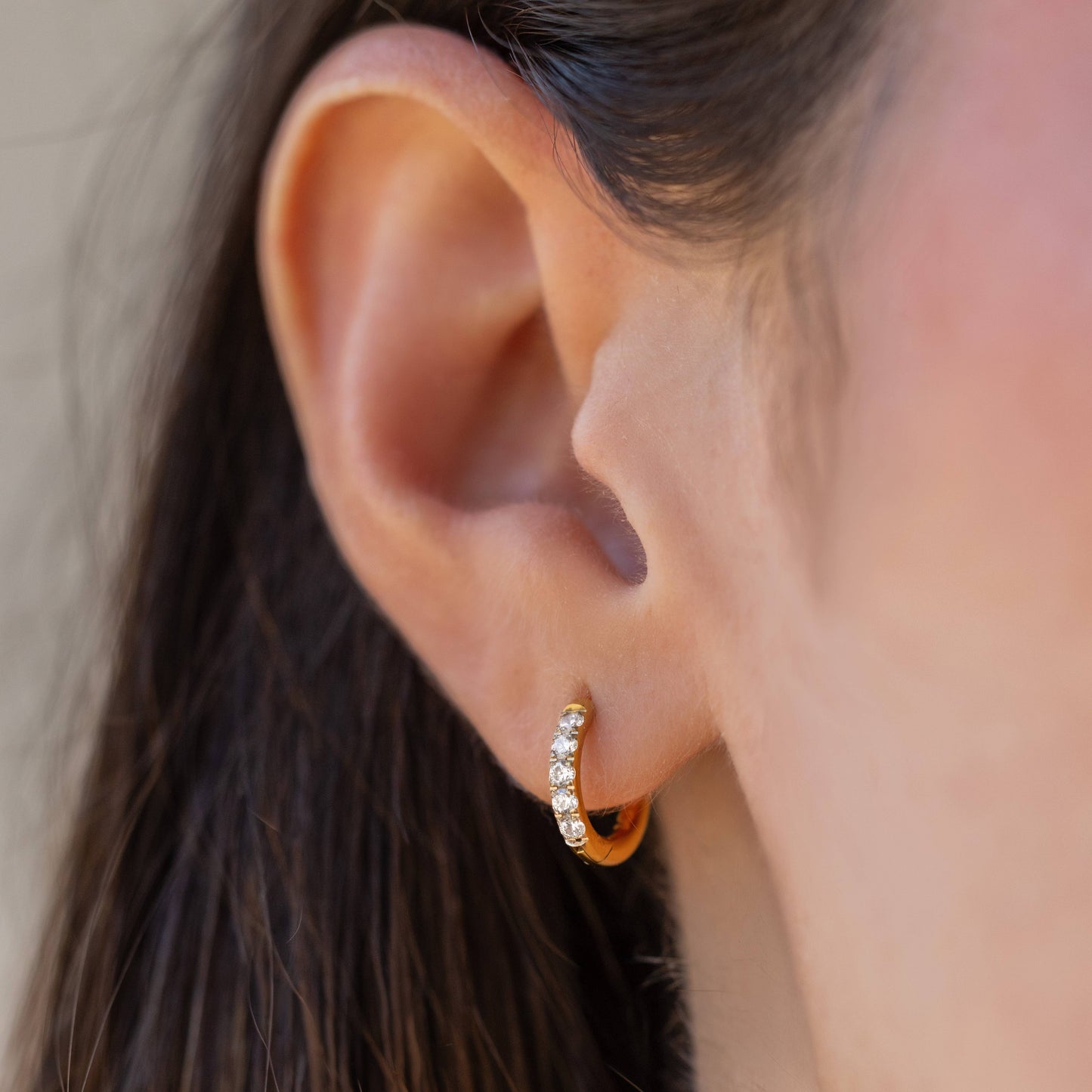 Waterproof 11mm CZ huggie hoop earrings