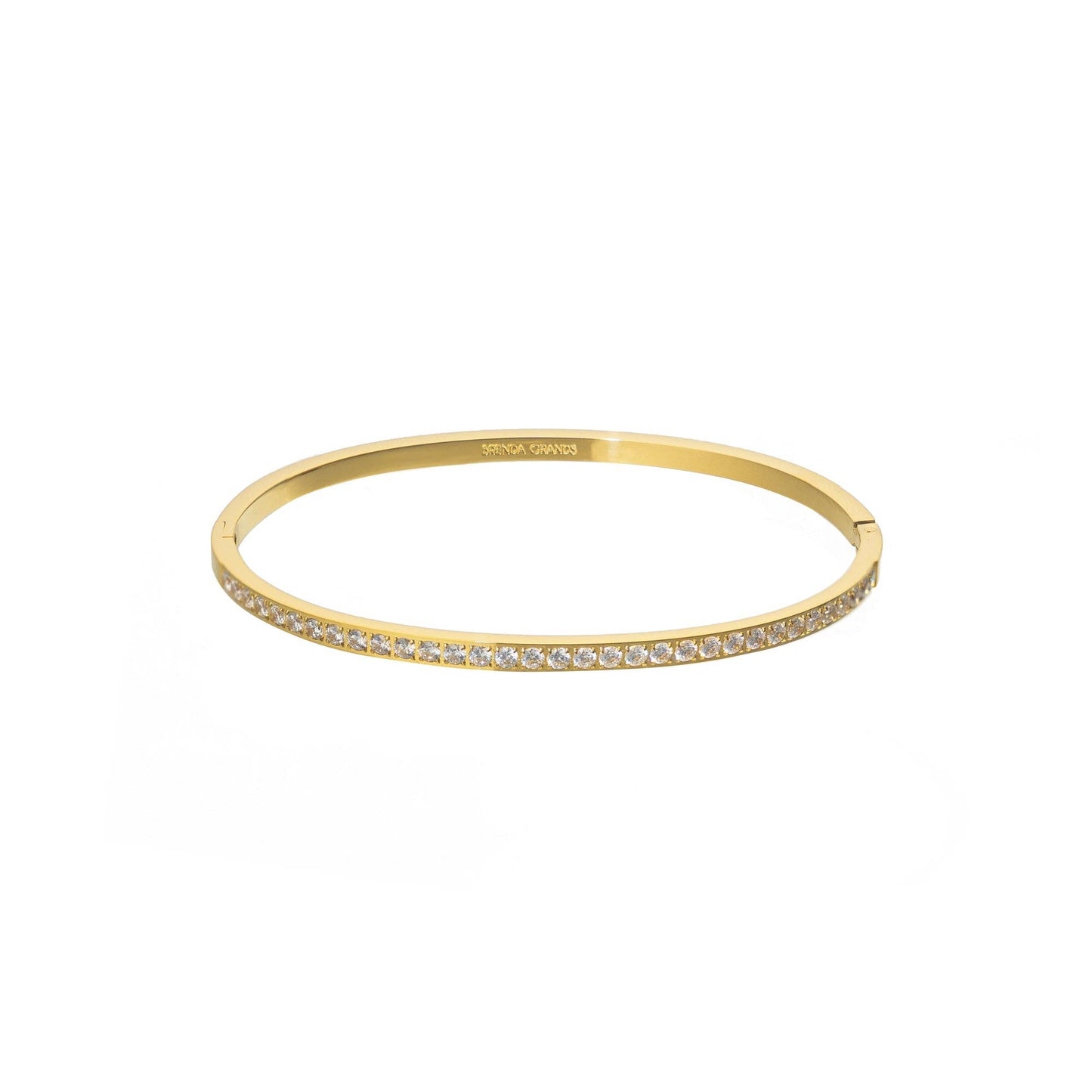 Waterproof Gold Lined Tennis Bangle: Yellow Gold