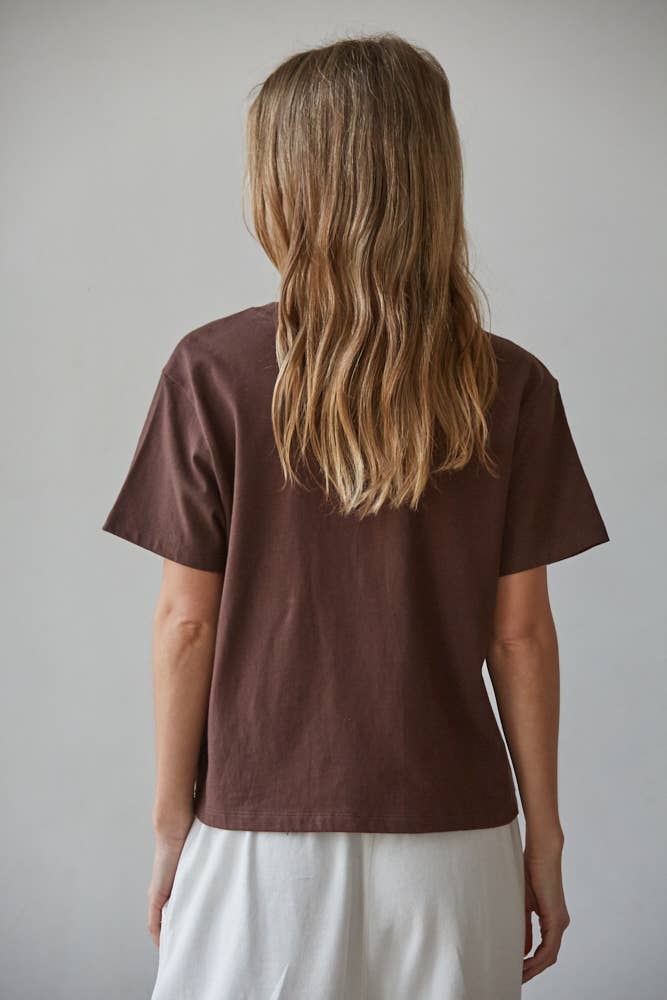 Knit Cotton Crew Neck Short Sleeve T-shirt Top