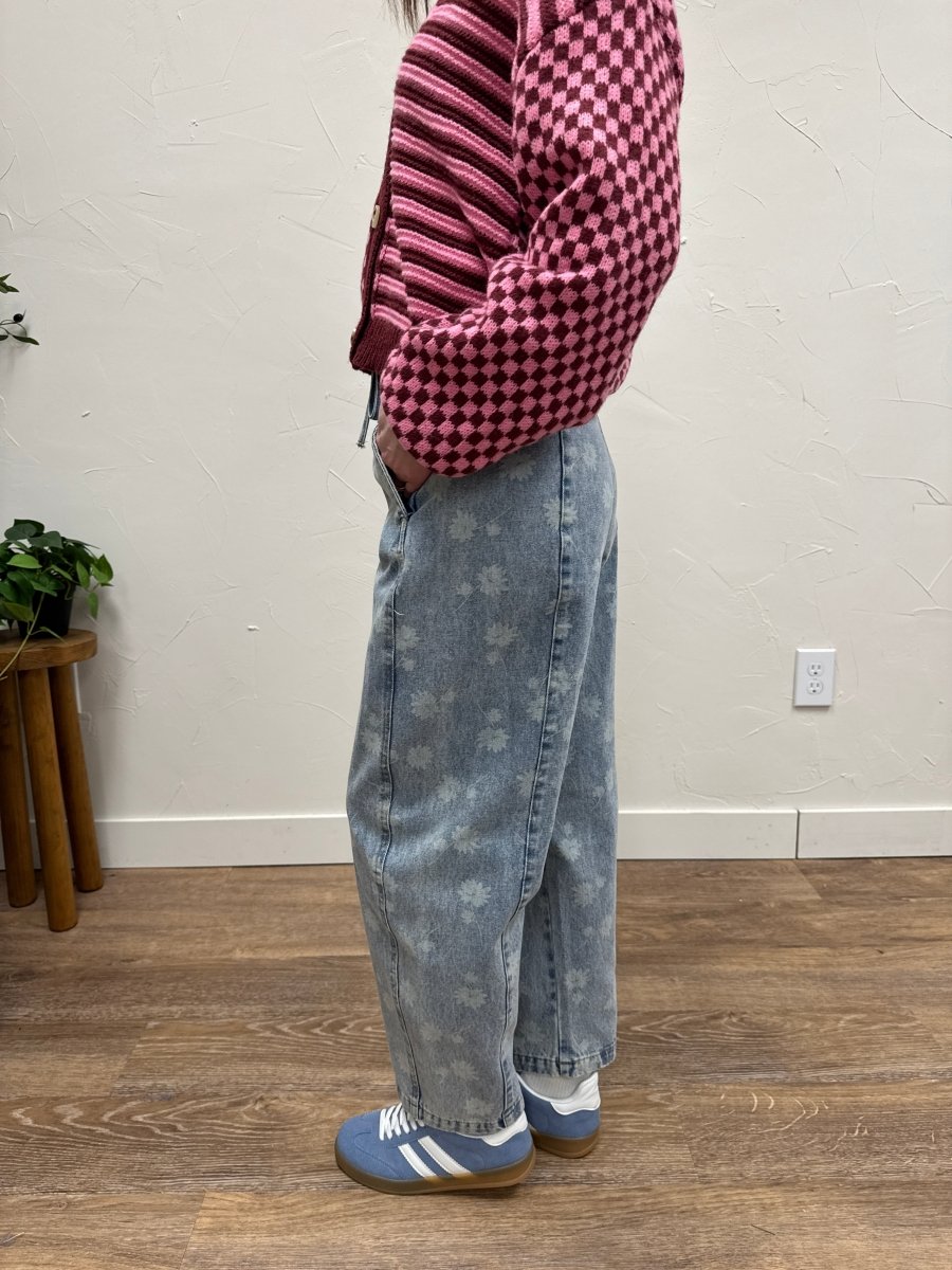 DANDELION WASHED DENIM DRAWSTRING DETAIL JEANS - Three:Twelve Boutique - Blu Pepper