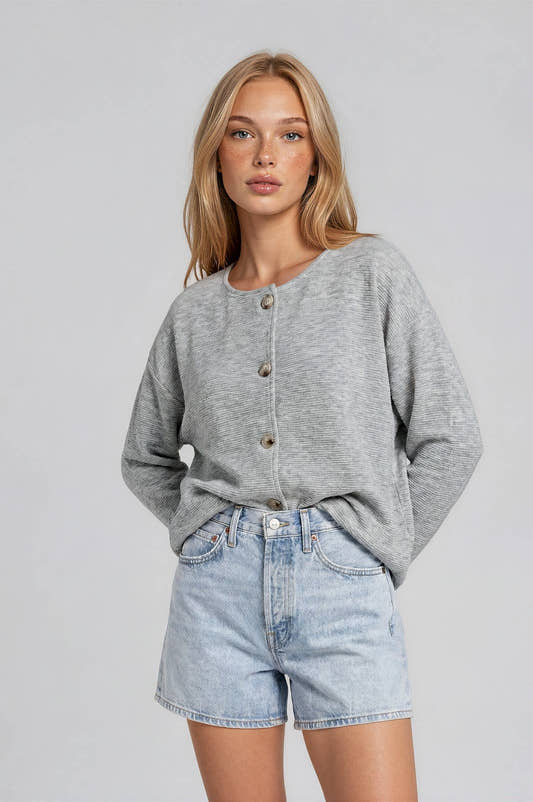 ROUND NECK LONG SLEEVE BARREL HEM JACKET