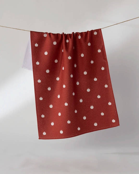 Dotty Apple Tea Towel: Clay Red - Three:Twelve Boutique - Geometry