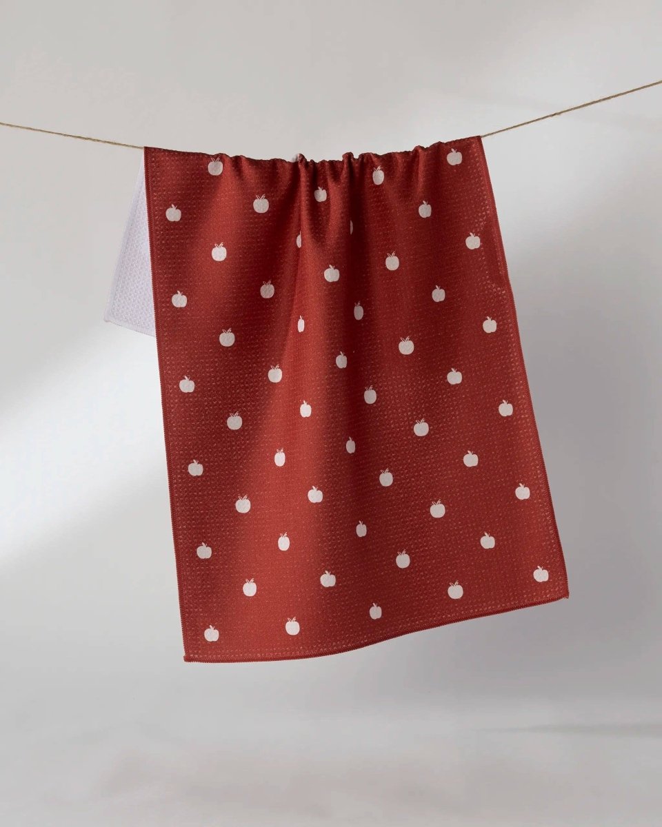 Dotty Apple Tea Towel: Clay Red - Three:Twelve Boutique - Geometry