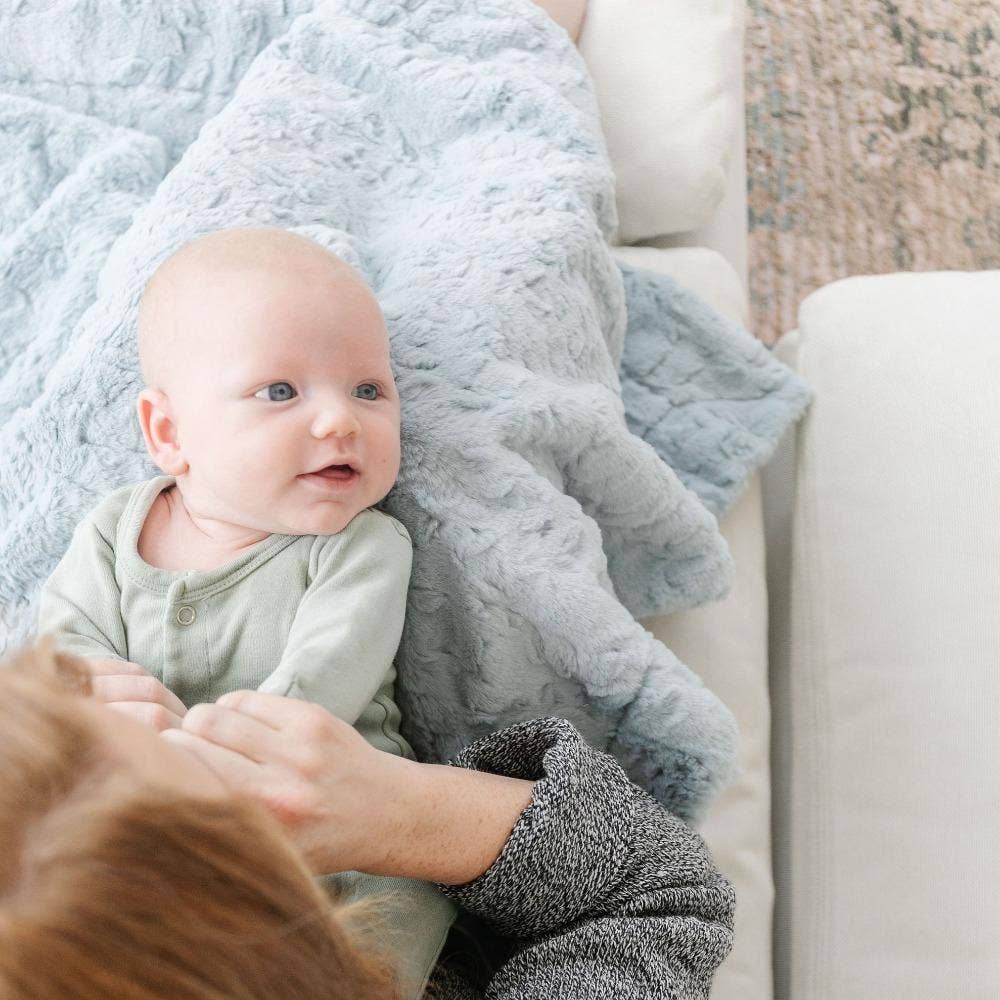 DREAM RECEIVING BLANKETS: Heather Blue - Three:Twelve Boutique - Saranoni