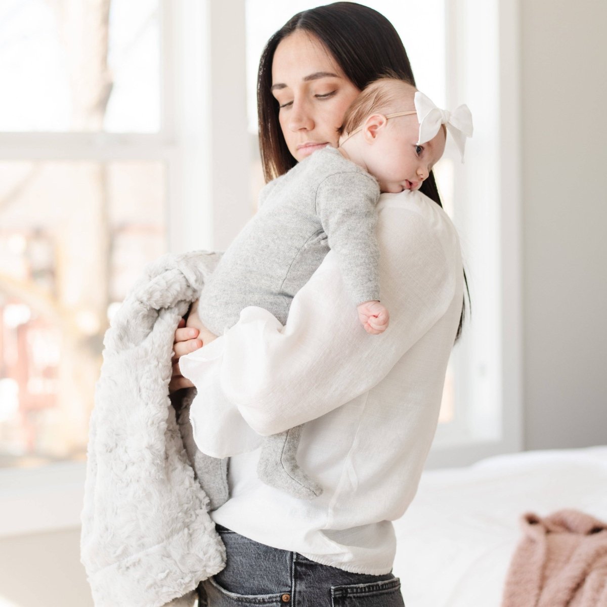 DREAM RECEIVING BLANKETS: Heather Blue - Three:Twelve Boutique - Saranoni