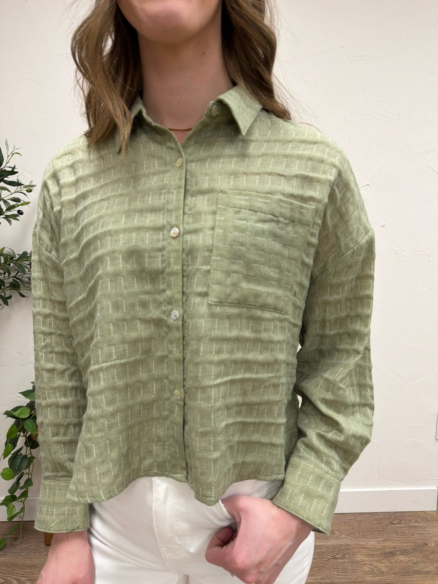 Drop Shoulder Button Down - Three:Twelve Boutique - fun2fun