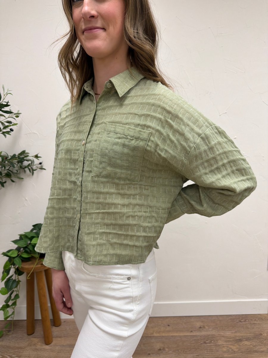 Drop Shoulder Button Down - Three:Twelve Boutique - fun2fun