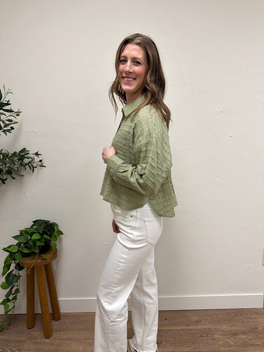 Drop Shoulder Button Down - Three:Twelve Boutique - fun2fun