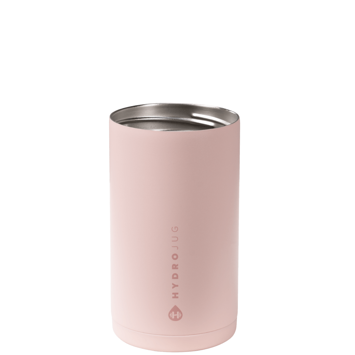 Front view of dusty rose HydroJug 16 oz can cooler showing smooth finish — Three:Twelve Boutique