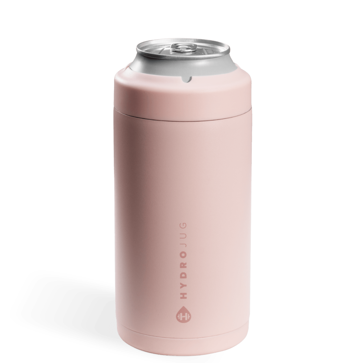 Front view of dusty rose HydroJug 16 oz can cooler showing smooth finish — Three:Twelve Boutique