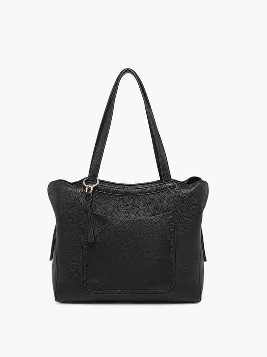 M2601 Hunter Pocket-Front Distressed Tote: Black