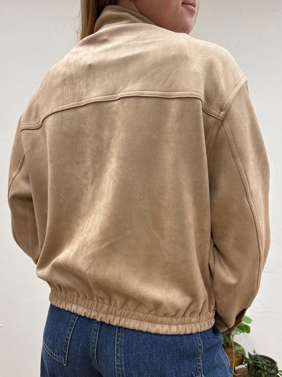 Faux Suede Zip- Front Utility Jacket - Three:Twelve Boutique - she+sky