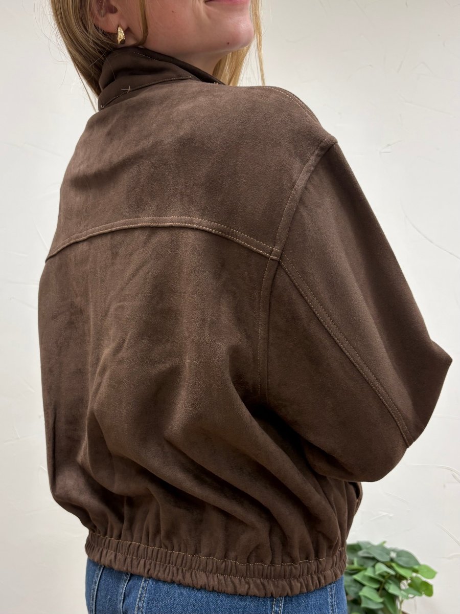 Faux Suede Zip- Front Utility Jacket - Three:Twelve Boutique - she+sky